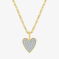 (G-H / I1-I2) Womens 1/7 CT. T.W. Lab Grown White Diamond 14K Gold Over Silver Sterling Silver Heart 16 Inch Pendant Necklace