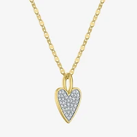 (G-H / I1-I2) Womens 1/7 CT. T.W. Lab Grown White Diamond 14K Gold Over Silver Sterling Silver Heart 16 Inch Pendant Necklace