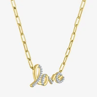 Diamond Addiction "Love" (G-H / I1-I2) Womens 1/10 CT. T.W. Lab Grown White Diamond 14K Gold Over Silver Paperclip 18 Inch Pendant Necklace