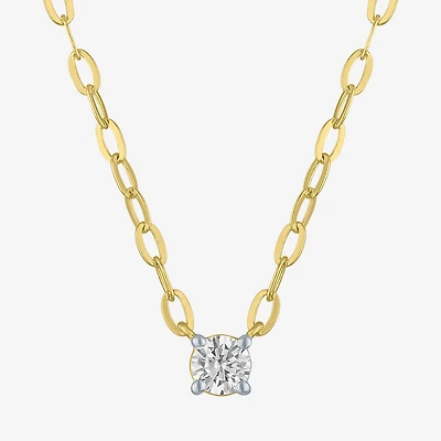Diamond Addiction (G-H / I1-I2) Womens 1/4 CT. Lab Grown White Diamond 14K Gold Over Silver Sterling Silver Round 16 Inch Pendant Necklace
