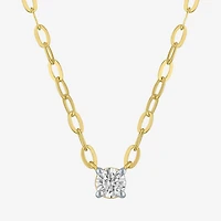 Diamond Addiction (G-H / I1-I2) Womens 1/4 CT. Lab Grown White Diamond 14K Gold Over Silver Sterling Silver Round 16 Inch Pendant Necklace