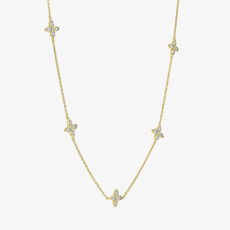 Diamond Addiction (G-H / I1-I2) Womens 1/4 CT. T.W. Lab Grown White Diamond 14K Gold Over Silver Sterling Silver Flower 16 Inch Pendant Necklace