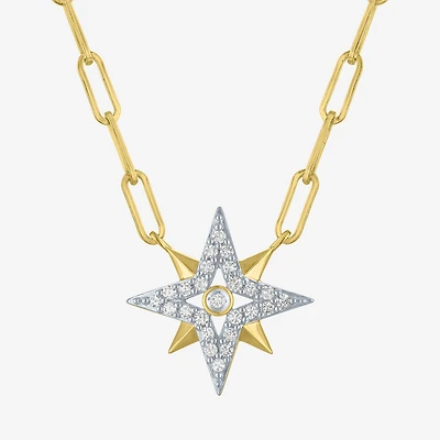 Diamond Addiction (G-H / I1-I2) North Star Womens 1/4 CT. T.W. Lab Grown White Diamond 14K Gold Over Silver Sterling Silver Star 18 Inch Pendant Necklace