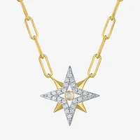 Diamond Addiction (G-H / I1-I2) North Star Womens 1/4 CT. T.W. Lab Grown White Diamond 14K Gold Over Silver Sterling Silver Star 18 Inch Pendant Necklace