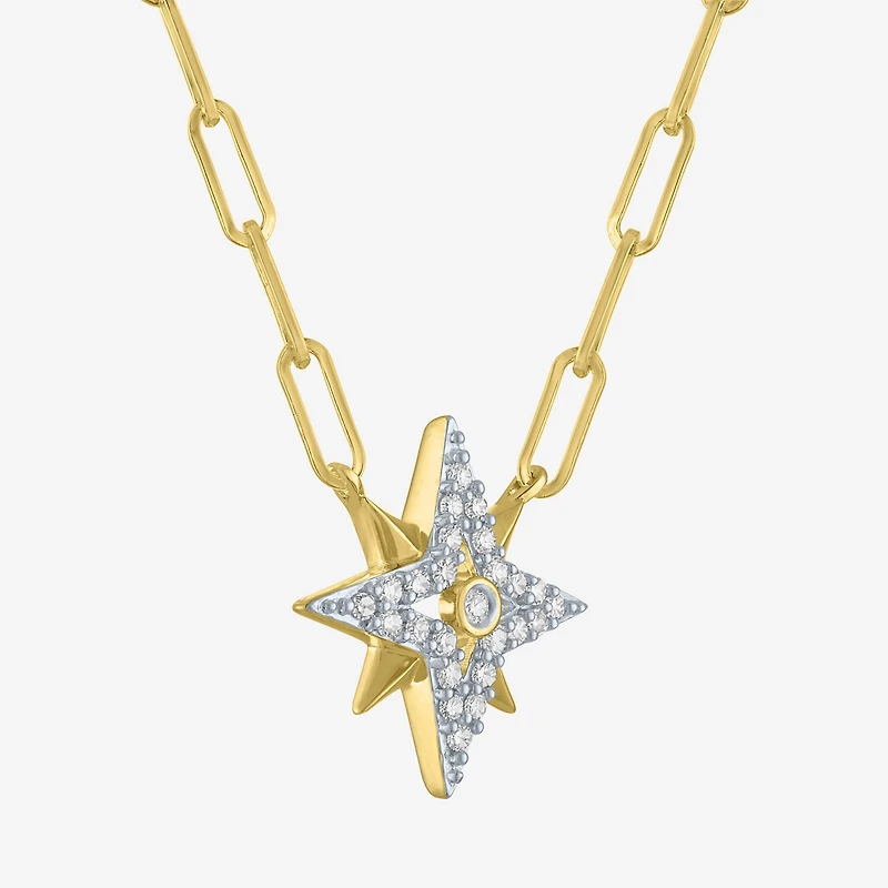 Diamond Addiction (G-H / I1-I2) North Star Womens 1/4 CT. T.W. Lab Grown White Diamond 14K Gold Over Silver Sterling Silver Star 18 Inch Pendant Necklace