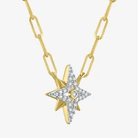 Diamond Addiction (G-H / I1-I2) North Star Womens 1/4 CT. T.W. Lab Grown White Diamond 14K Gold Over Silver Sterling Silver Star 18 Inch Pendant Necklace