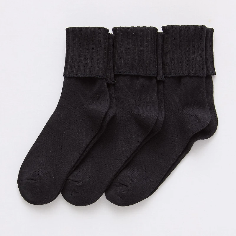 Mixit Everyday Essential Rib Womens 3 Pair Turncuff Socks