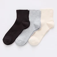 Mixit Rib Womens 3 Pair Quarter Ankle Socks