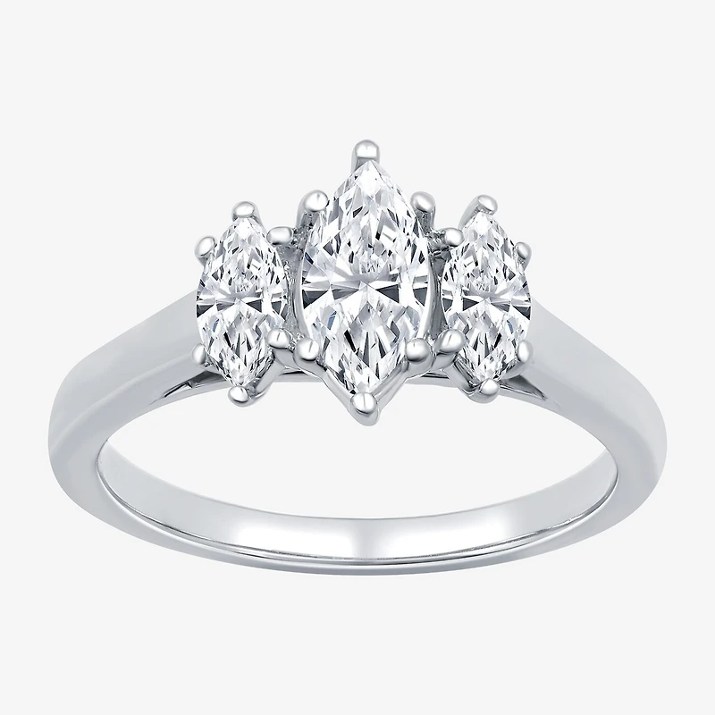 Love Lives Forever (G / Si1-Si2) Womens 1 CT. T.W. Lab Grown White Diamond 10K Gold Marquise 3-Stone Engagement Ring