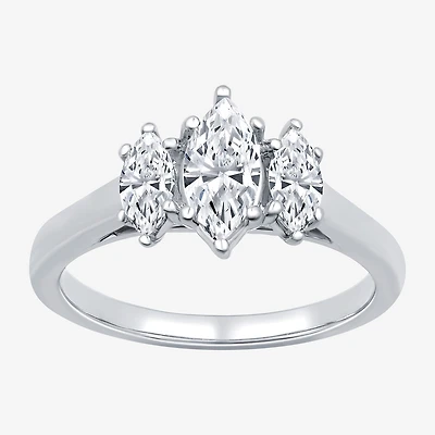 Love Lives Forever (G / Si1-Si2) Womens 1 CT. T.W. Lab Grown White Diamond 10K Gold Marquise 3-Stone Engagement Ring