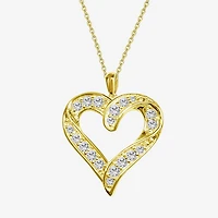 F / Si2) Womens 1 CT. T.W. Lab Grown White Diamond 14K Gold Over Silver Heart 18 Inch Pendant Necklace