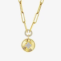 (F / Si2) Womens 1/4 CT. T.W. Lab Grown White Diamond 14K Gold Over Silver Round 18 Inch Pendant Necklace