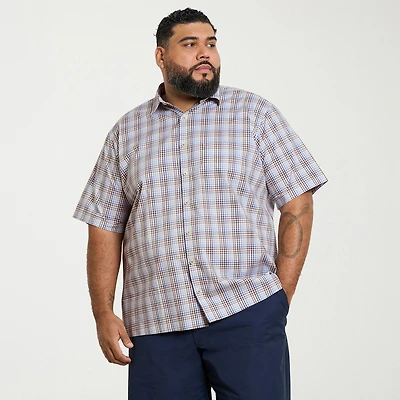 Van Heusen Originals Mens Short Sleeve Regular Fit Wrinkle Free Big and Tall Button-Down Shirt