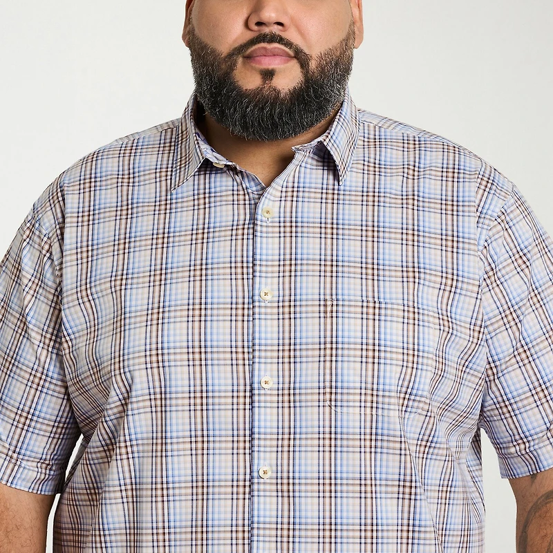 Van Heusen Originals Mens Short Sleeve Regular Fit Wrinkle Free Big and Tall Button-Down Shirt