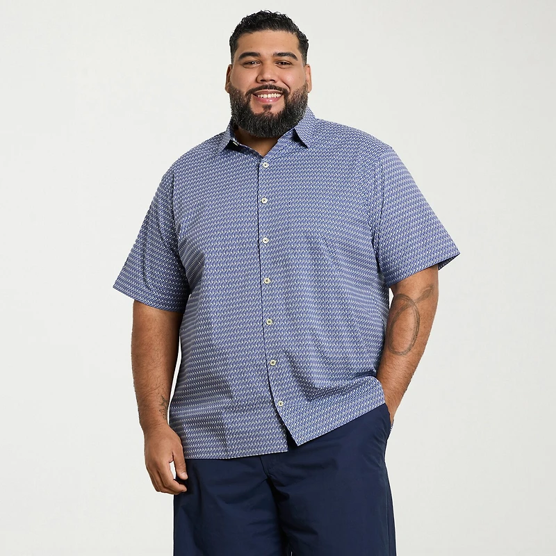 Van Heusen Originals Mens Short Sleeve Regular Fit Wrinkle Free Big and Tall Button-Down Shirt
