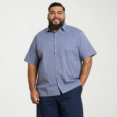 Van Heusen Originals Mens Short Sleeve Regular Fit Wrinkle Free Big and Tall Button-Down Shirt