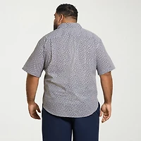 Van Heusen Everyday Defense Stain Shield Mens Short Sleeve Regular Fit Wrinkle Free Big and Tall Button-Down Shirt