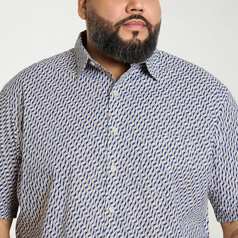 Van Heusen Everyday Defense Stain Shield Mens Short Sleeve Regular Fit Wrinkle Free Big and Tall Button-Down Shirt