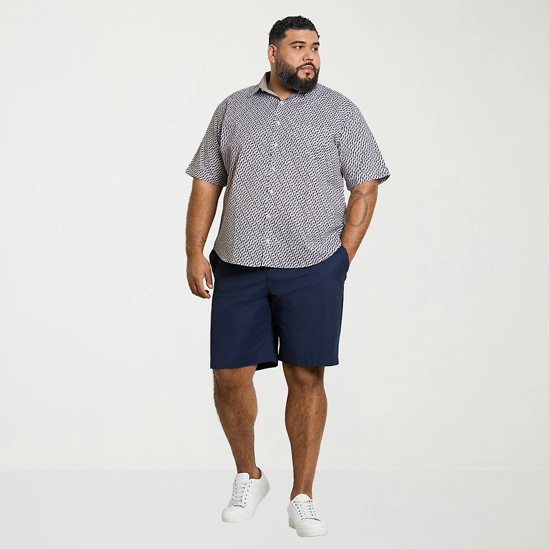 Van Heusen Everyday Defense Stain Shield Mens Short Sleeve Regular Fit Wrinkle Free Big and Tall Button-Down Shirt