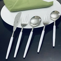 Vibhsa White Hammared 20-pc. Flatware Set