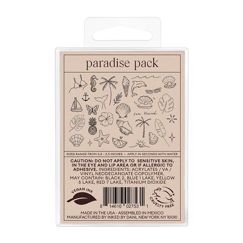 Inked By Dani Paradise Temporary Tattoo Pack