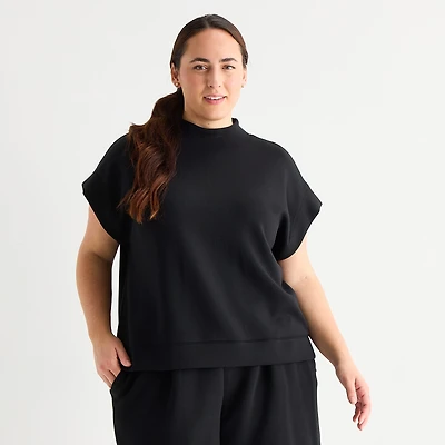 Stylus Womens Plus Crew Neck Short Sleeve T-Shirt