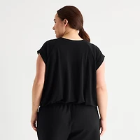 Stylus Womens Plus Crew Neck Short Sleeve T-Shirt