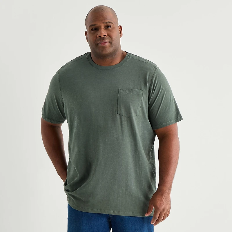 mutual weave Mens Easy-on + Easy-off Crew Neck Short Sleeve Adaptive Big and Tall T-Shirt