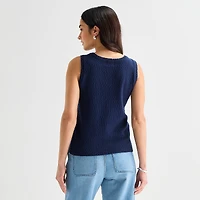 St. John's Bay Womens V Neck Sleeveless Pullover Sweater
