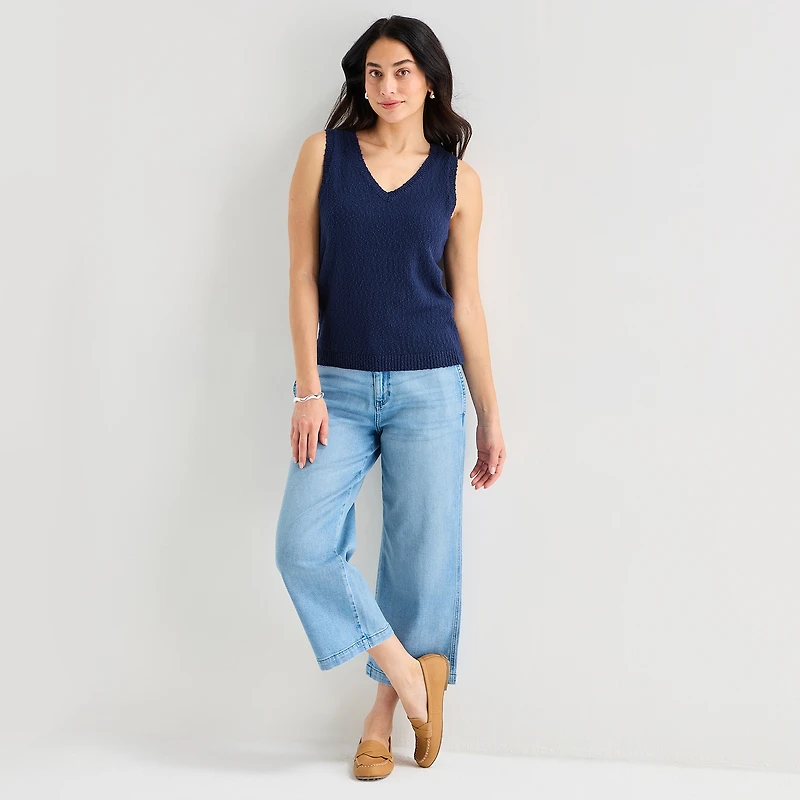 St. John's Bay Womens V Neck Sleeveless Pullover Sweater