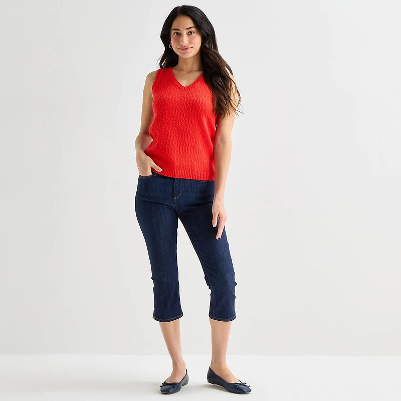 St. John's Bay Womens V Neck Sleeveless Pullover Sweater
