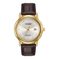 Citizen Corso Mens Brown Leather Strap Watch Aw1232-04a