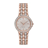 Citizen Silhouette Crystal Womens Crystal Accent Rose Goldtone Stainless Steel Bracelet Watch Ew2348-56a