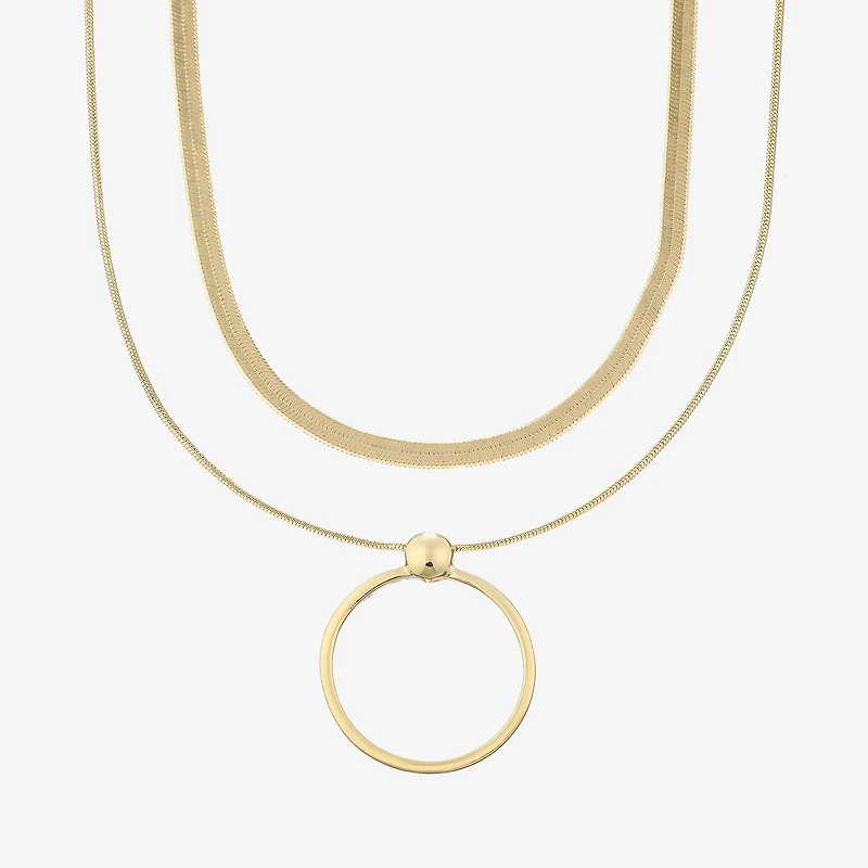 Bold Elements Gold Tone Womens 18 Inch Pendant Necklace