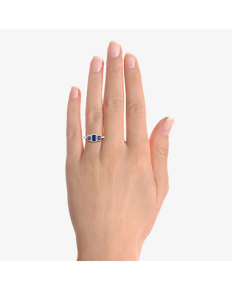 Womens Gemstone 14K Gold Over Silver Halo 3-Stone Cocktail Ring