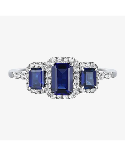 Womens Gemstone 14K Gold Over Silver Halo 3-Stone Cocktail Ring