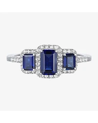 Womens Gemstone 14K Gold Over Silver Halo 3-Stone Cocktail Ring