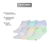 adidas Little & Big Kid Girls 6 Pair No Show Socks