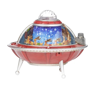 Roman 8.75" Led Ufo Ship Lighted Christmas Tabletop Decor