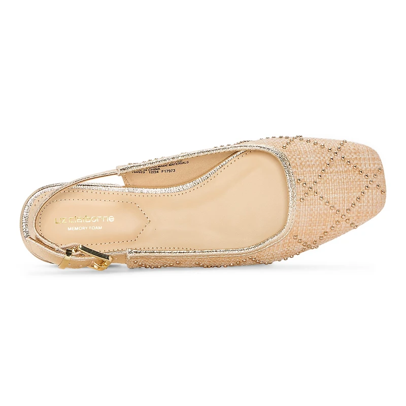 Liz Claiborne Deirdra Womens Square Closed Toe Ballet Flats