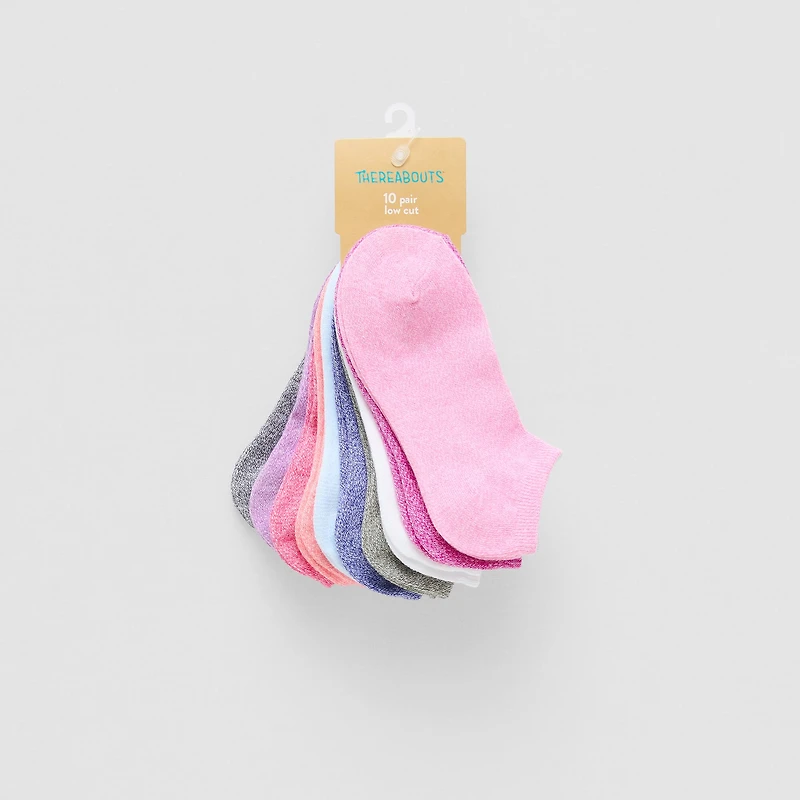Thereabouts Little & Big Kid Girls 10 Pair Low Cut Socks