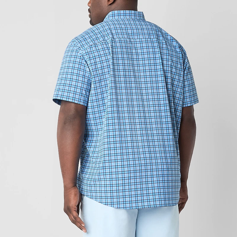 St. John's Bay Performance Mens Short Sleeve Classic Fit Big and Tall Button-Down Shirt