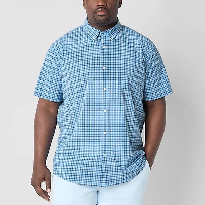 St. John's Bay Performance Mens Short Sleeve Classic Fit Big and Tall Button-Down Shirt