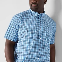 St. John's Bay Performance Mens Short Sleeve Classic Fit Big and Tall Button-Down Shirt