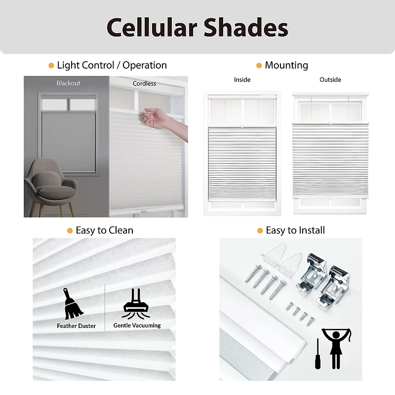 Eco Estates Cut-To-Width Cordless Top Down Bottom Up Blackout Cellular Shade