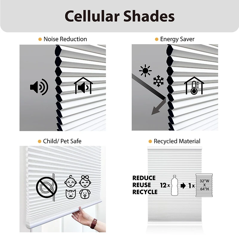 Eco Estates Cut-To-Width Cordless Top Down Bottom Up Blackout Cellular Shade