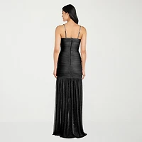 Morgan & Co. Womens Juniors Straight Neck Sleeveless Glitter Bodycon Dress