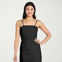 Morgan & Co. Womens Juniors Straight Neck Sleeveless Glitter Bodycon Dress