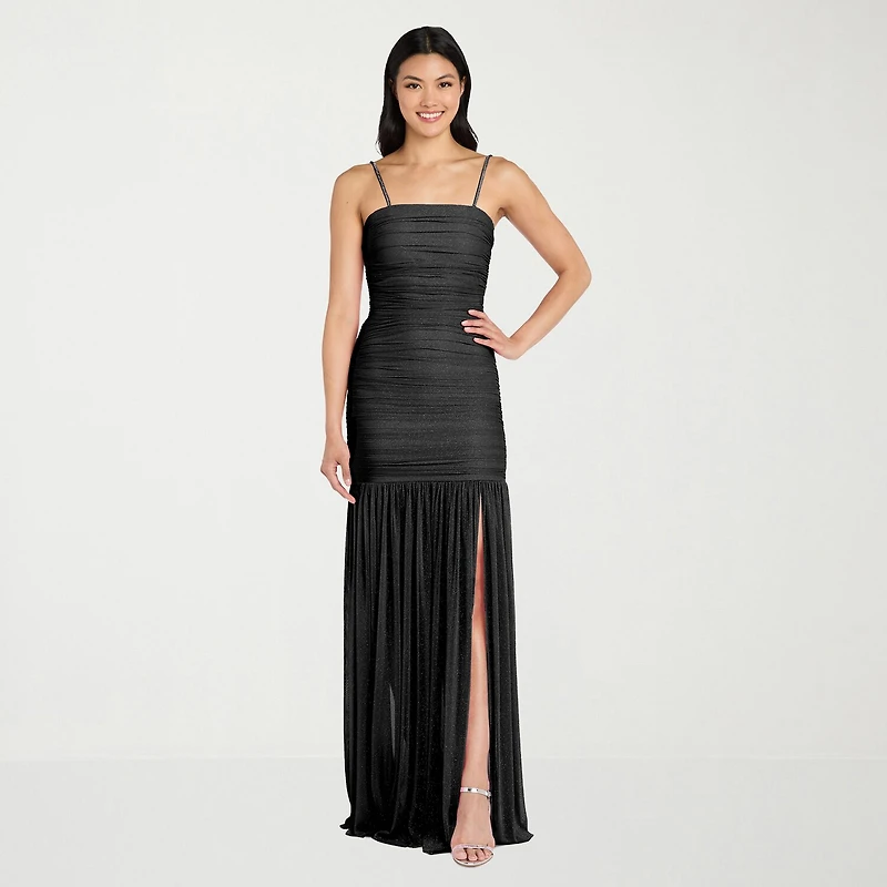 Morgan & Co. Womens Juniors Straight Neck Sleeveless Glitter Bodycon Dress