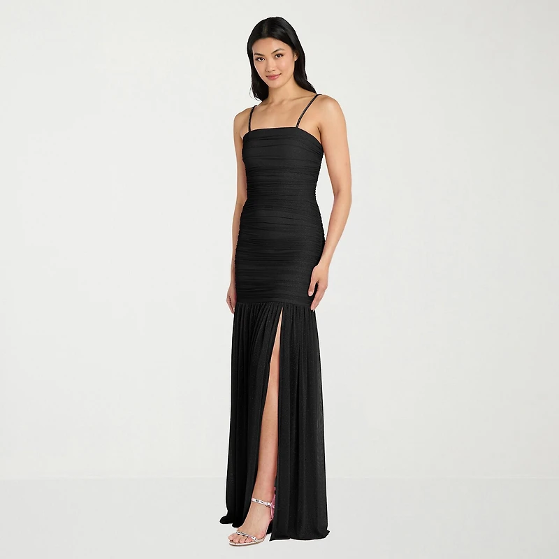 Morgan & Co. Womens Juniors Straight Neck Sleeveless Glitter Bodycon Dress